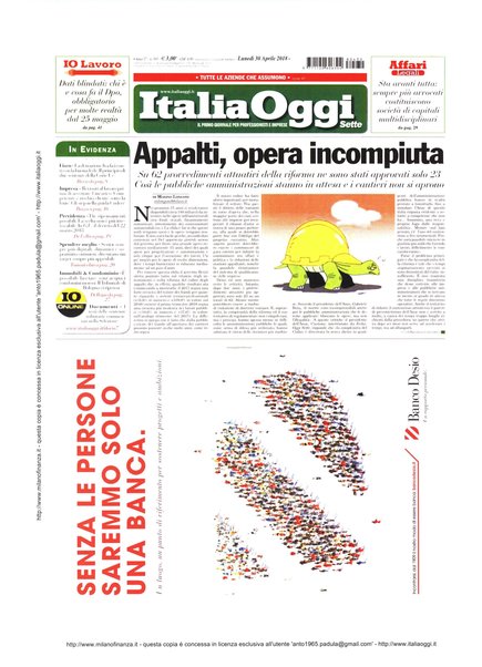 Italia oggi : quotidiano di economia finanza e politica